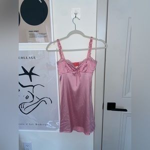 Pink satin mini dress